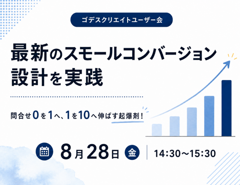 問合せ0を1へ、1を10へ伸ばす起爆剤！最新のスモールコンバージョン設計を実践（ゴデスクリエイトユーザー会）